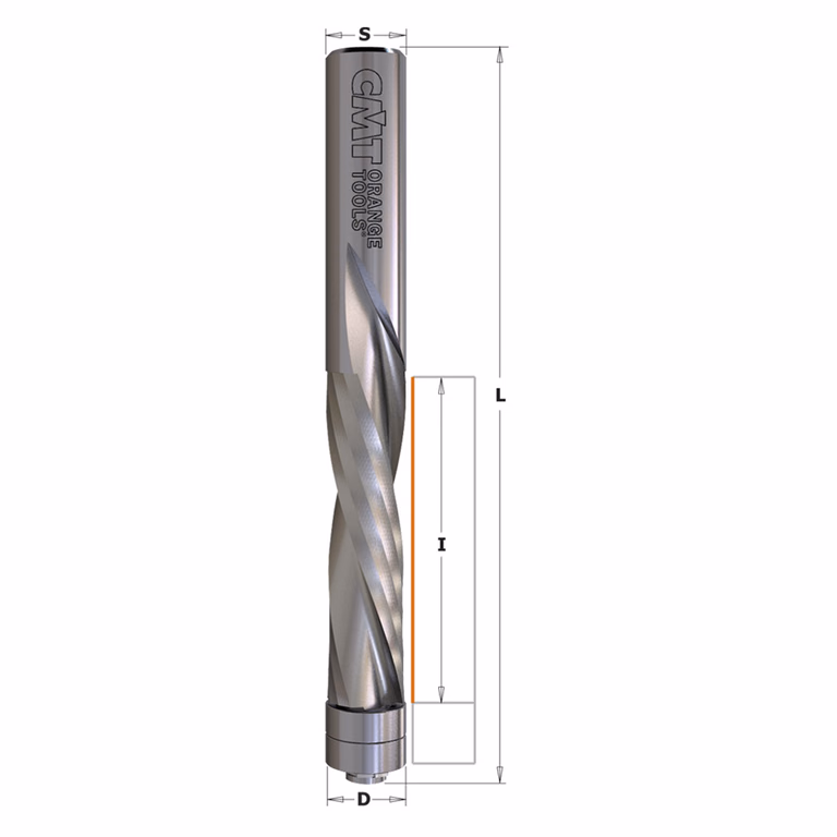 Negatieve spiraalfrees met kogellager, HWM D=12,7mm L=114mm I=50,8mm