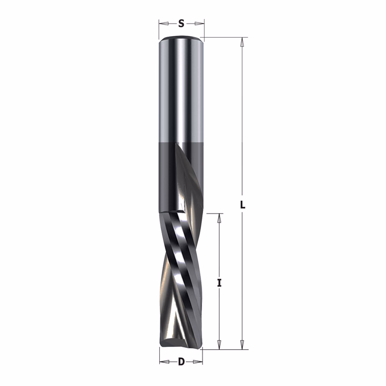 Negatieve spiraalfrees, HWM + coating D=6,35mm S=1/4"