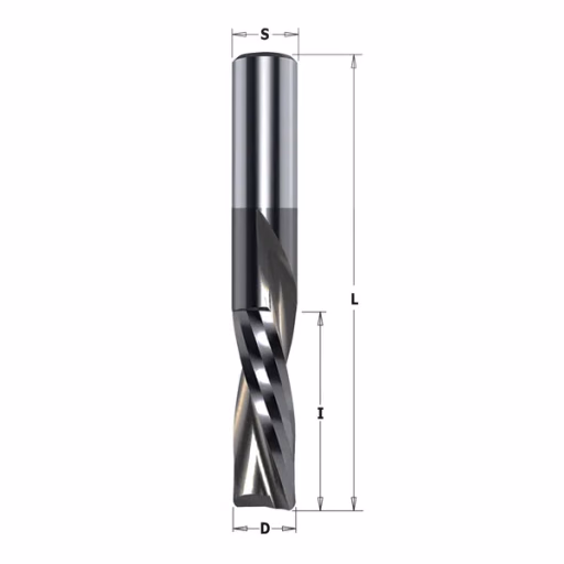 Negatieve spiraalfrees, HWM + coating D=6,35mm S=1/4"