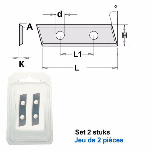 HWM wisselmessen (per 2 st.) L=31,5mm K=1,5mm H=9mm