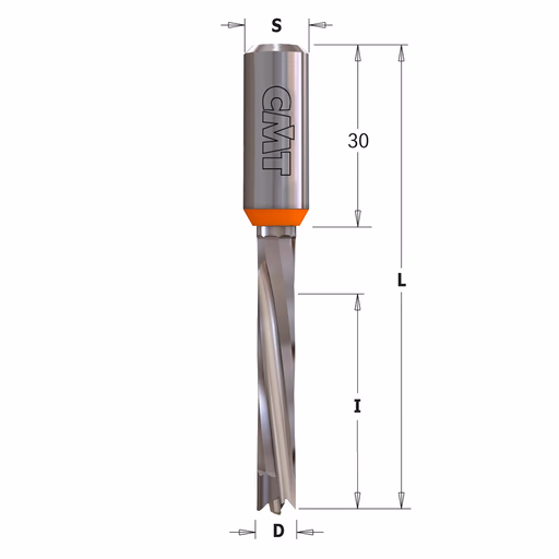 Drevelboor, links D=6mm L=70mm L1=30mm I=30mm