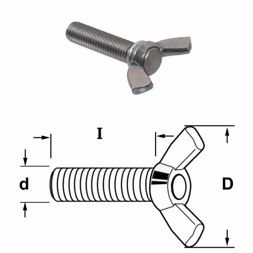 Vleugelschroef M6X30 UNI-5449 D=27mm I=30mm