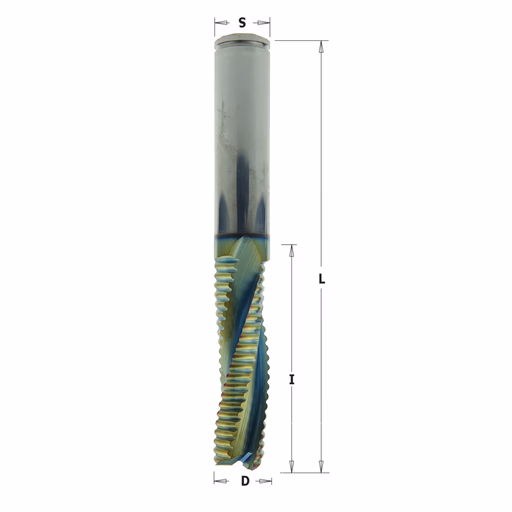 Positieve schrobfrees, HWM + coating D=12mm S=12mm L=90mm I=42mm