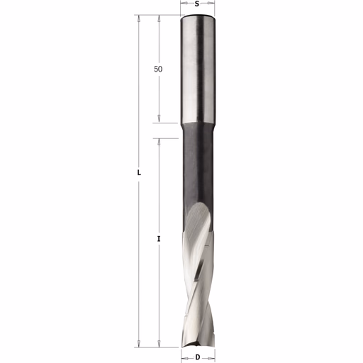 Gespiraliseerde langgatboor, rechts D=6mm S=13mm L=120mm I=60mm
