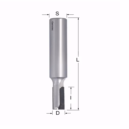 Diamantfrees met negatieve en positieve snij-plakket PCD Z2+1 D=8mm S=12mm L=60mm I=15mm