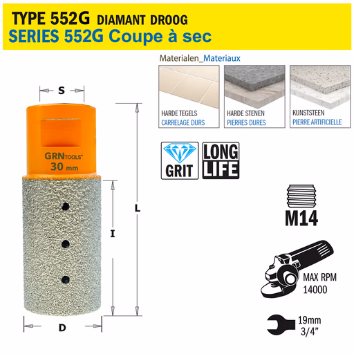 Gatzaag voor extreem harde materialen D=30mm S=M14 · 552-530MG