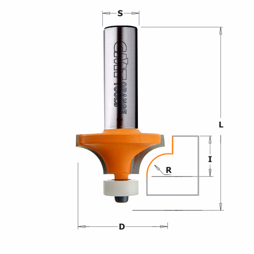 Kwart oprond frees met Delrin kogellager, HW D=31,75mm L=60,7mm I=14mm R=9,5mm