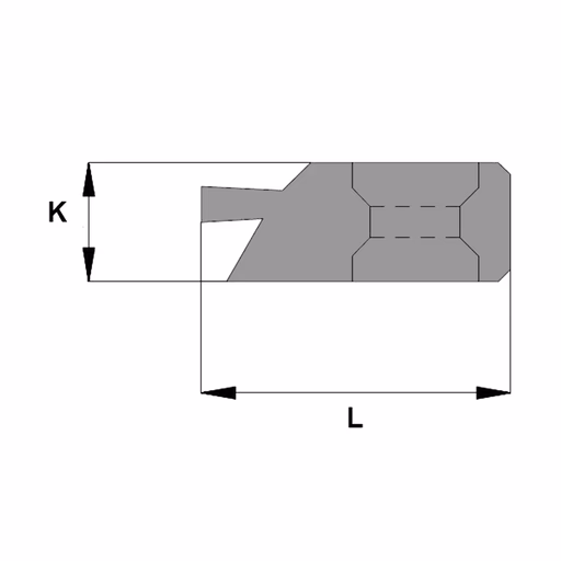 Enkel groefprofiel rechts L=26mm K=10mm