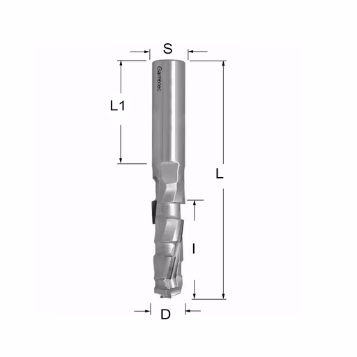 Diamantfrees PCD Z1+1 D=16mm L=114mm I=55mm (6 PCD+1 HM) · 140.363.62