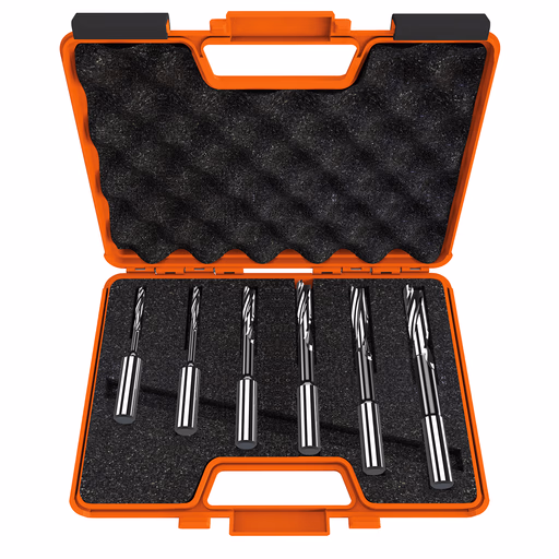 Set van 6 gespiraliseerde langgatboren, links D=6mm S=13mm