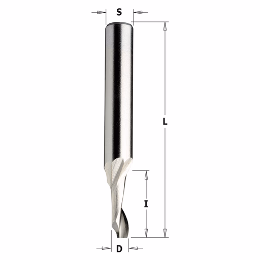 Groeffrees voor aluminium en kunststof, HSS 5% D=6mm I=27mm