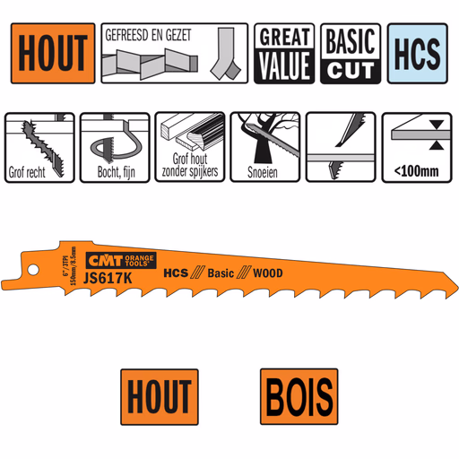 Reciprozaagblad HCS 150mm x 1,25 x 3TPI