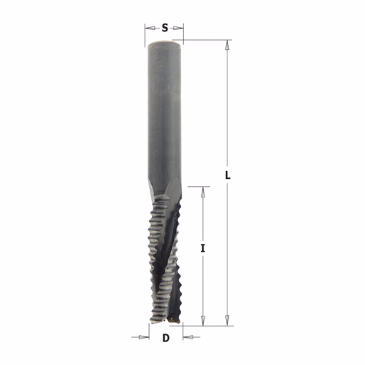 HM-schrobfrees, opwaartse spaanafvoer, rechts D=10mm S=10mm