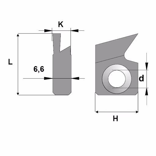 Enkel groefprofiel links L=23mm K=7mm · 790.916.A1