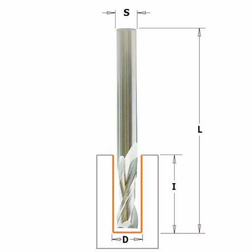 Groeffrees voor aluminium en kunststof in HS 5% co D=4mm S=6mm L=63mm I=12mm