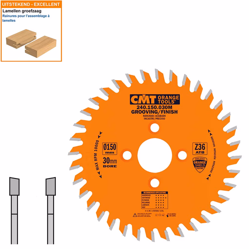 Groefzaag met hardmetalen tanden D=150mm K=3mm P=2,2mm Z36