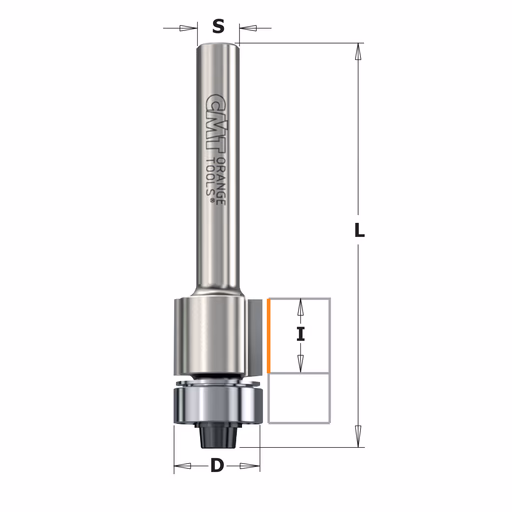 Uitloopfrees met geleidelager, DP D=12,7mm S=6mm
