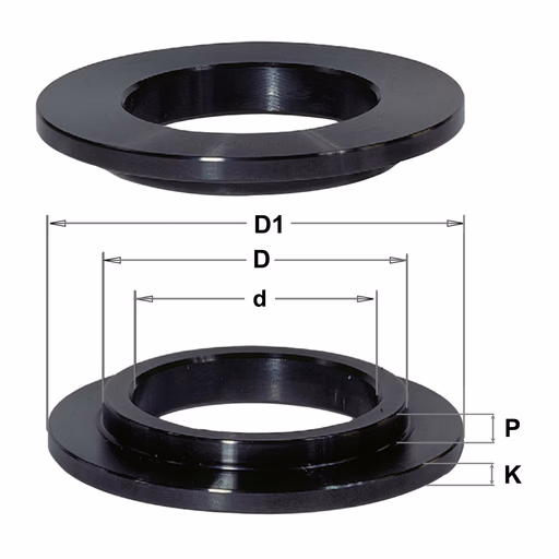 Overgangstuk voor asgat D=50mm d=32mm