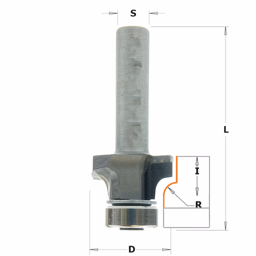 Holle radiusfrees zonder opstaande kant, DP D=25,4mm L=45mm R=4,8mm