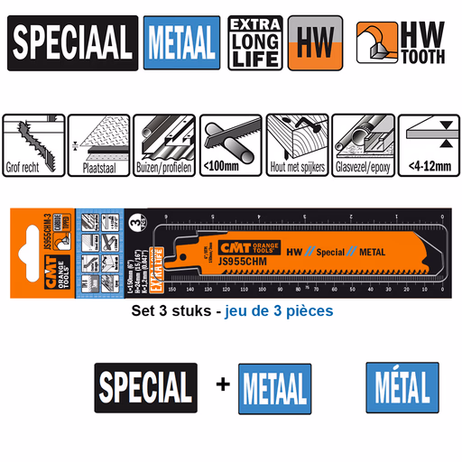 Reciprozaagblad HM 150mm x 24 x 1,2 x 8TPI