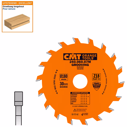 Groefzaag met hardmetalen tanden D=180mm K=6mm P=3mm Z18 · 240.060.07M