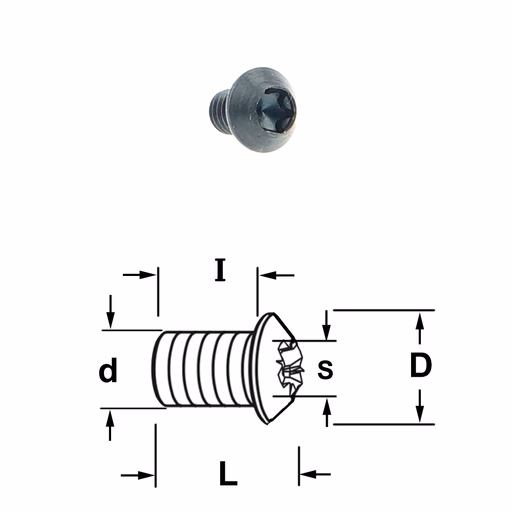 Torx bout D=6mm S=T15 L=6,8mm I=4,8mm