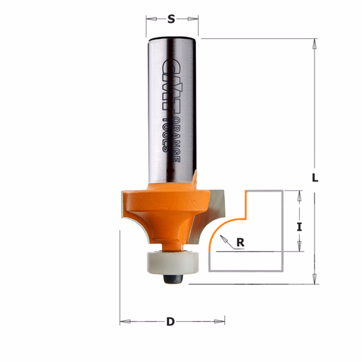 Kwart oprond frees met Delrin kogellager, HW D=25,4mm L=59,4mm I=12,7mm R=6,35mm