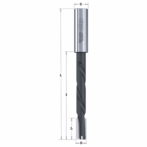 Spiraal langgatboor met spaanbrekers, links D=12mm L=150mm I=75mm