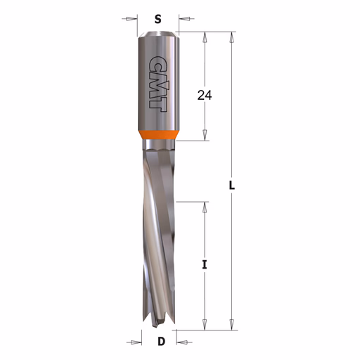 Drevelboor, links D=8mm L=70mm L1=24mm I=30mm