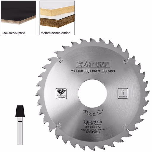 Conische voorritszaag met diamanten tanden D=180mm B=45mm Z36 · 238.180.36Q