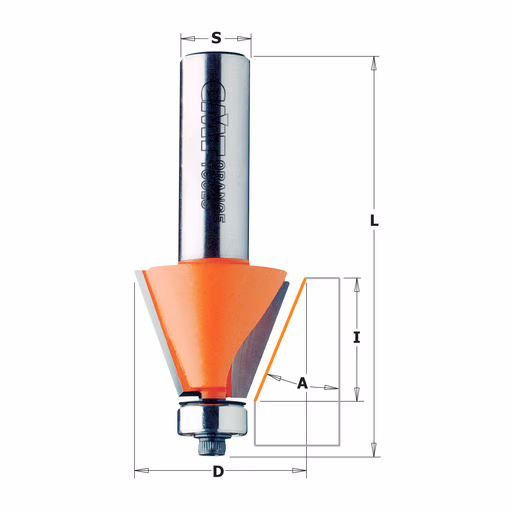 Afkantfrees met kogellager, HW D=31,7mm L=71mm I=22mm A=22,5°