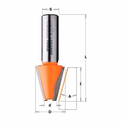 Schuine frees 15° zonder kogellager, HW D=23mm S=12mm