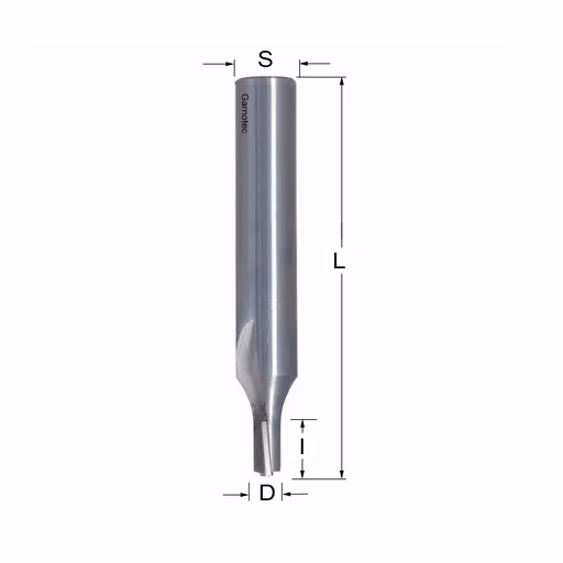 Diamantfrees met negatieve snij-plakket PCD Z2 D=6mm S=12mm L=75mm I=10mm
