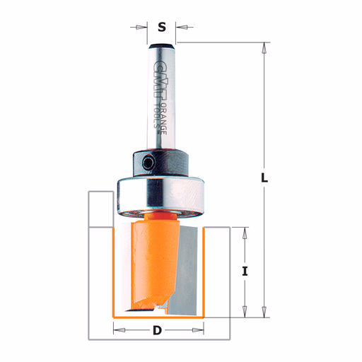 Groeffrees met kogellager, HW D=13mm S=6mm L=57mm I=20mm