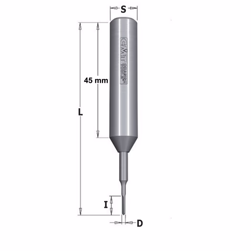 Drevelboor, links & rechts D=1,3mm L=70mm L1=45mm I=5mm