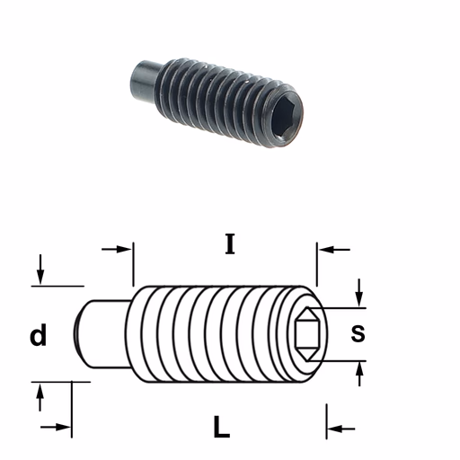 Inbusbout met positie vlak S=2,5mm L=16mm I=13mm d=M5