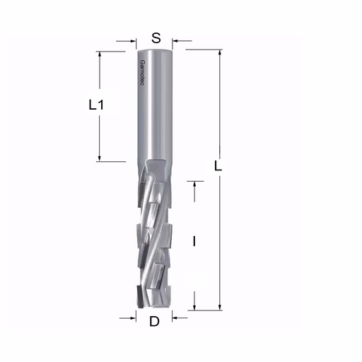 Diamantfrees PCD Z2+2 Nesting D=16mm L=117mm I=55mm (12 PCD+1 HM)