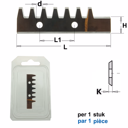 Trapezium verlijmmes (per 1 st.) L=70mm K=2mm
