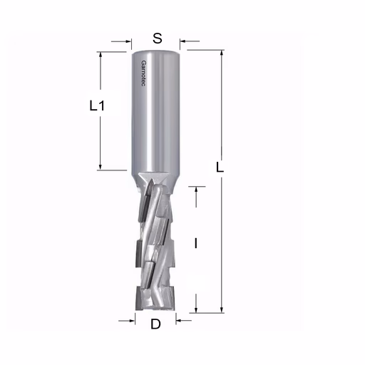 Diamantfrees PCD Z2+2 Nesting D=16mm L=107mm I=45mm (10 PCD+1 HM)