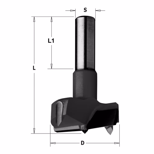 Cilinderkopboor D=60, rechts L=57,5mm L1=26mm