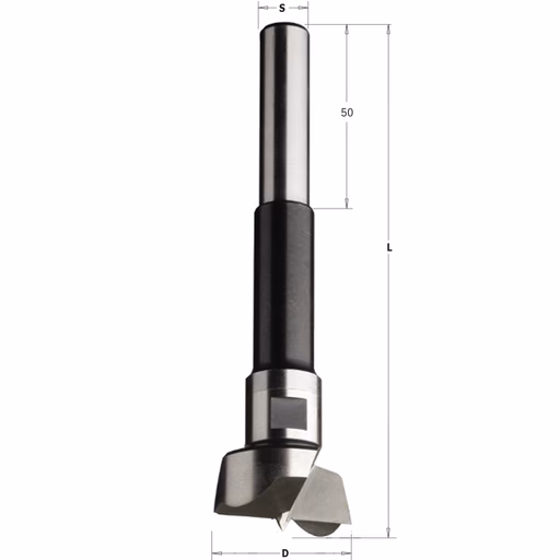 Cilinderkopboor D=14 met lange cilindrische schacht, rechts D=14mm S=13mm
