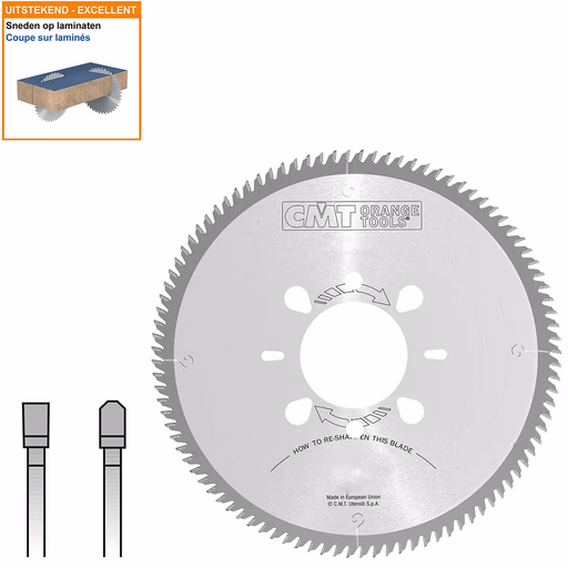 Opdeelcirkelzaagblad met hardmetalen tanden D=350mm B=80mm K=4,4mm Z72