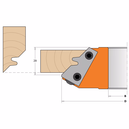 Profielmes voor 90° verstekfrees L=23mm I=43mm