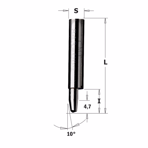 Kantenfrees van 0° of 10 ° zonder geleiding, HWM D=4,7mm S=1/4"