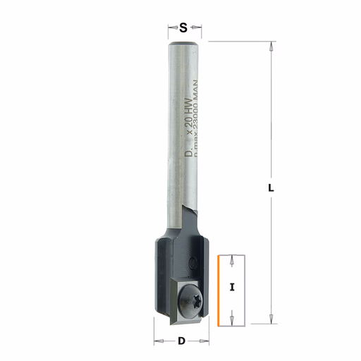 Rechte bovenfrees met WPL-mes, HWM D=16mm S=8mm L=70mm I=20mm