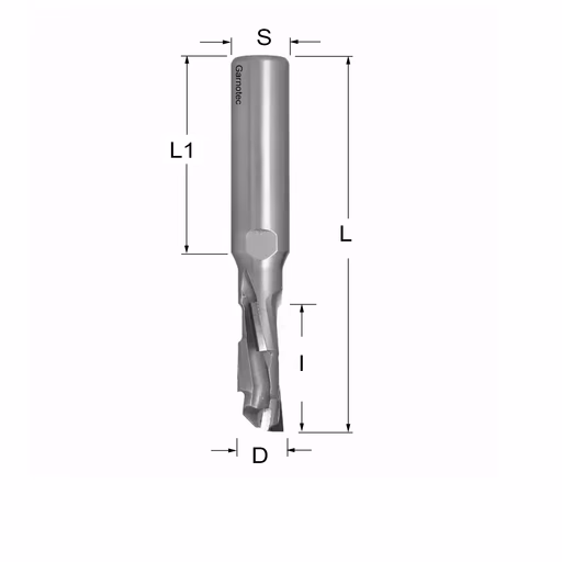 Diamantfrees PCD Z1+1 D=10mm L=75mm I=25mm (3 PCD+1 HM)