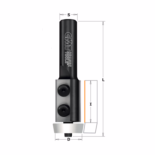 Rechte frees met Delrin kogellager , HWM D=22mm L=83mm I=30mm
