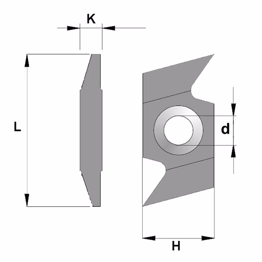 Dubbele groeftand per stuk L=34mm K=4mm