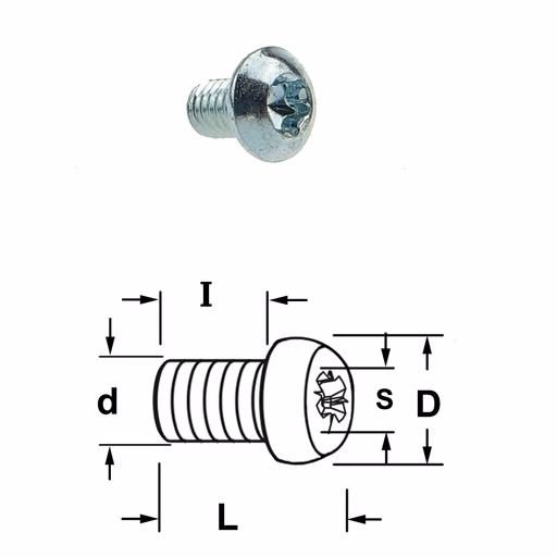 Torx bout D=7,4mm S=T20 L=8mm I=5,5mm