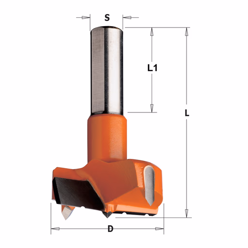 Cilinderkopboor D=35, links L=70mm L1=26mm · 369.350.12C